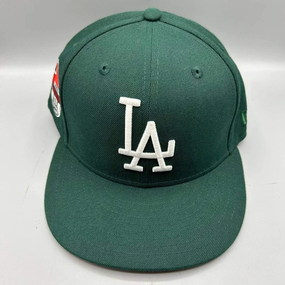 Los Angeles LA Dodgers Hat Men‎ 7 3/8 Green Red 59Fifty New Era MLB Fitted Cap